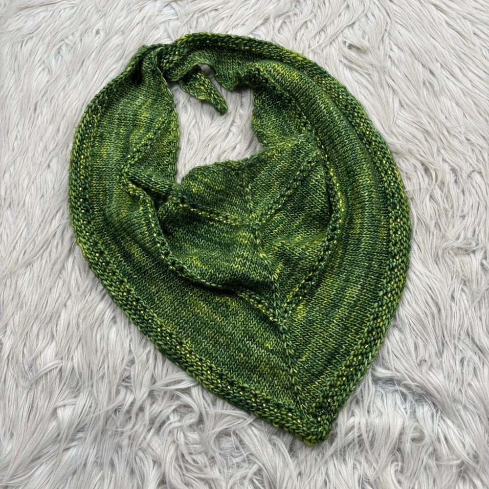 Hand Knitโ Marled Green Beaded Sweater Bandana Scarf Dopamine Artsy